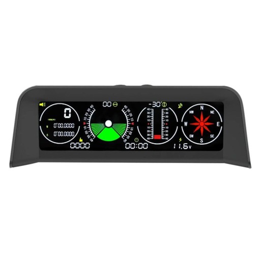 Smart GPS HUD Horizontale snelheidsmeter 15 x 6 x 7 cm Digitale toerenteller Kompas Klok Voltage Temperatuur Alarm 12V Antislipmat