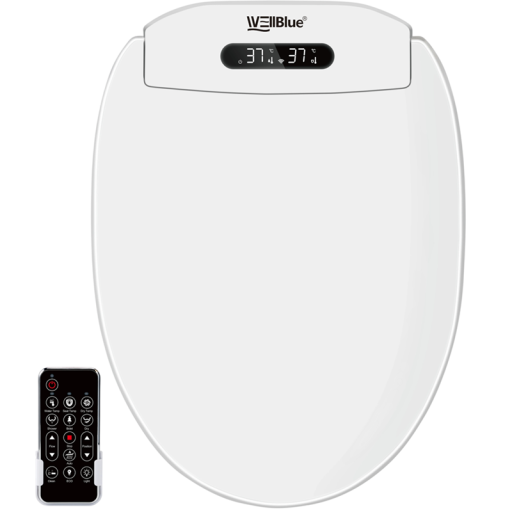 Smart Toilet Seat with Remote Control, Heated, Bidet with Warm Air Drying, LCD Display, Size 510 mm, White, 220–230 V