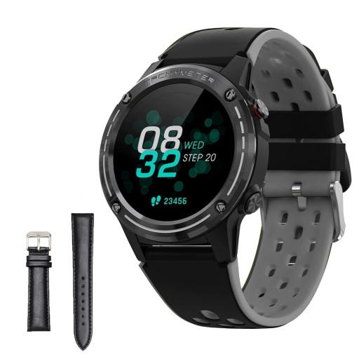 Smartwatch met GPS en vervangbare leren band