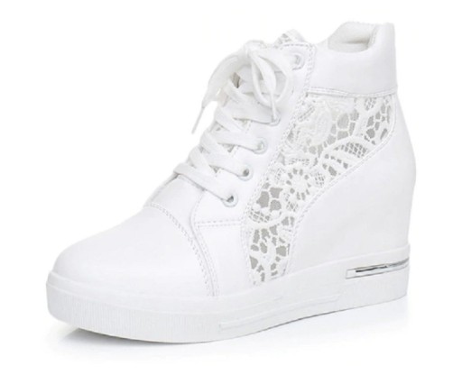 Sneakers con zeppa e pizzo J1094