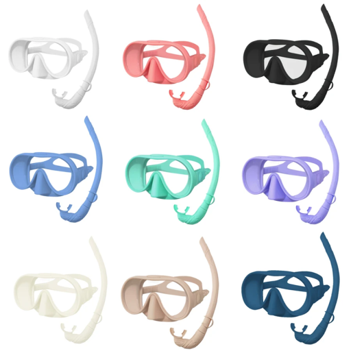 Snorkelset 180° panoramische masker met gehard glas tegen fogging en opvouwbare siliconen snorkel voor duiken
