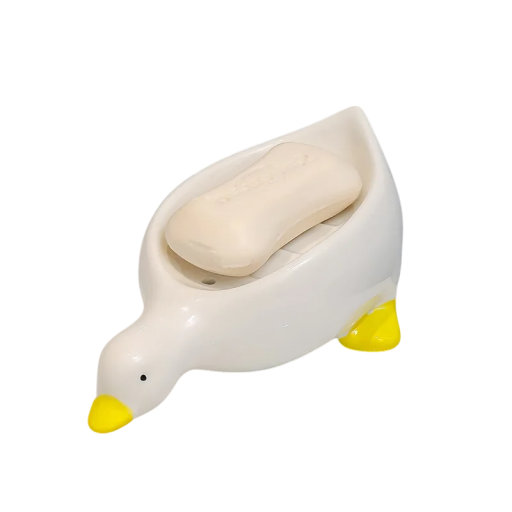 Soap Holder 18×9 cm Cute Duck-Shaped Soap Dispenser Self-Draining Tray for Bathroom Creative Holder for Bath and Sink