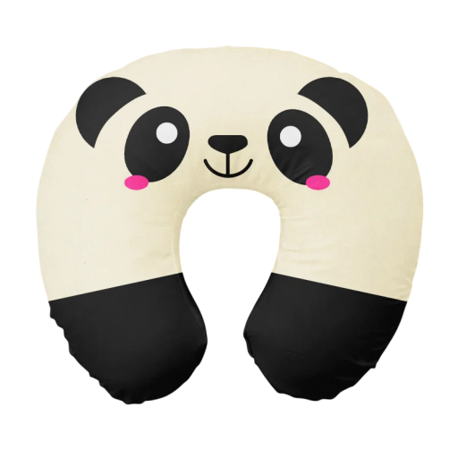 Sød tegneserie oppustelig rejsepude til nakken i U-form med panda motiv Polyester Bomuld Komfortabel pude til børn og voksne