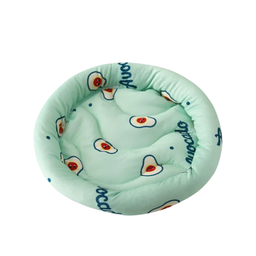 Soft Bed for Small Animals Size S 14 cm Green with Avocado Pattern Lightweight Round Bed made of PP Cotton for Rodents and Small Animals