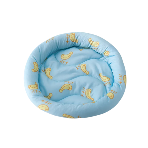 Soft Bed for Small Animals Size S 14 x 14 cm PP Cotton Blue with Banana Pattern Lightweight Resting House for Rodents