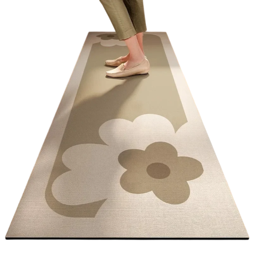 Soft Kitchen Mat 60 x 90 cm Japanese Style Floral Pattern Super Absorbent Non-Slip Mat Easily Portable Kitchen Mat
