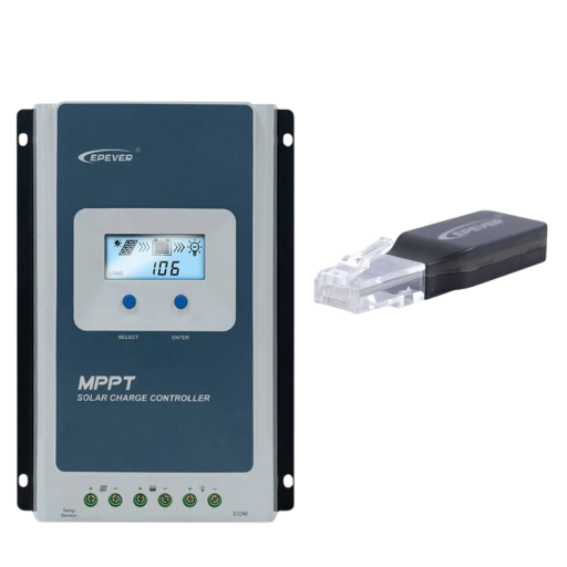 Solar-Ladecontroller mit Bluetooth-Adapter 30A für 12V/24V Batterien MPPT blau-weiß für Solarpanels bis 100V