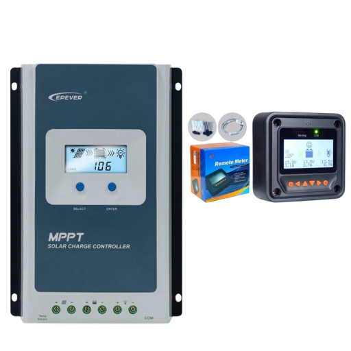 Solar-Ladecontroller mit Fernanzeige MT52 30A für 12V/24V Batterien MPPT blau-weiß für 100V Panels