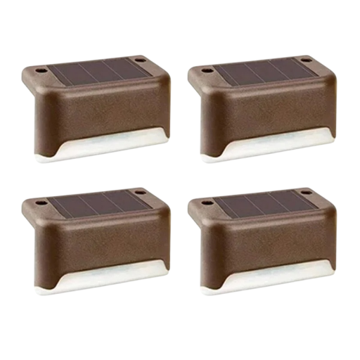 Solar LED-trapverlichting 7,8 x 4,7 x 2,8 cm, waterdicht, 4 stuks, buitenverlichting voor de nacht, voor leuningen, tuin, terras en binnenplaatsdecoratie