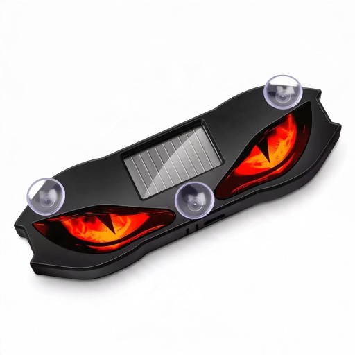 Solar Warning LED Light for Cars Eye Motif 13.5 x 4.3 cm With Suction Cups USB-C Universal For Rear Window