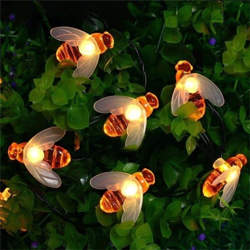 Solární světelný dekorační řetěz včely