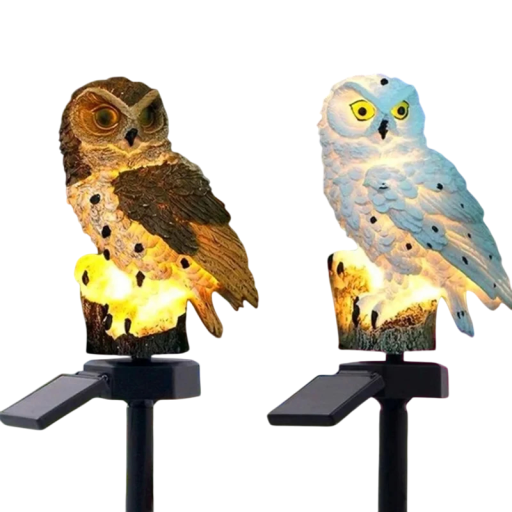 Solární zahradní LED lampa ve tvaru sovy 45x15x8 cm Dekorativní vodotěsné venkovní světlo PVC Pryskyřice Solární nabíjení 8 hodin
