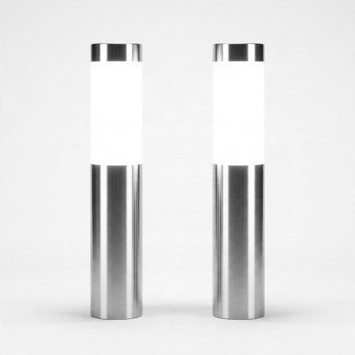 Solcelle stålampe 2 stk med bevægelsessensor 37,5 x 6 cm Vandtæt Plast og rustfrit stål Koldt hvidt lys Til haven