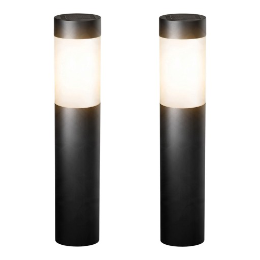Solcelle stålampe 2 stk Med bevægelsessensor 37,5 x 6 cm Vandtæt Plast og rustfrit stål Varm hvidt lys Til haven
