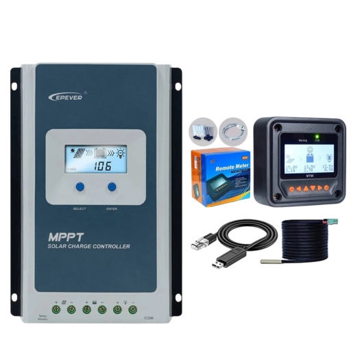 Solcellelader regulator med MT52 USB og temperatursensor 30A til 12V/24V batterier MPPT blå-hvid 100V