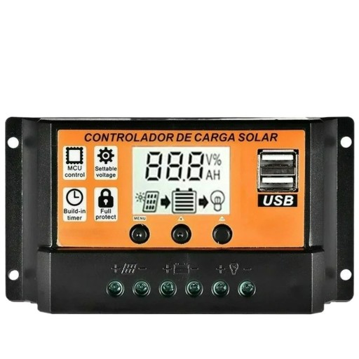 Solcelleladerregulator 13,30 x 6,90 x 3,10 cm 12,8 V 30 A Farvet LCD MPPT/PWM Dobbelt USB Automatisk identifikation Beskyttelse Opladning og afladning