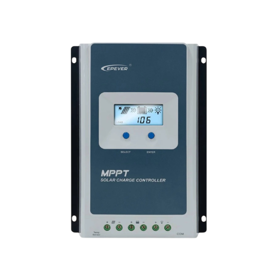 Solcelleladerregulator med LCD-display 30A til 12V/24V batterier MPPT blå-hvid til solpaneler op til 100V