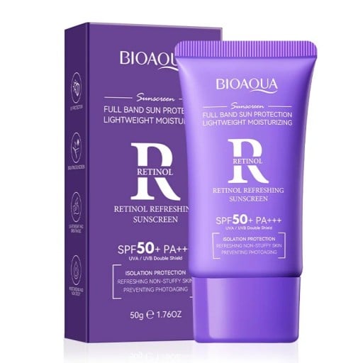 Solcreme SPF 50 PA+++ til ansigt, krop og hals med retinol 50 g fugtgivende solbeskyttelse med blegende effekt beskyttelse mod UVA og UVB