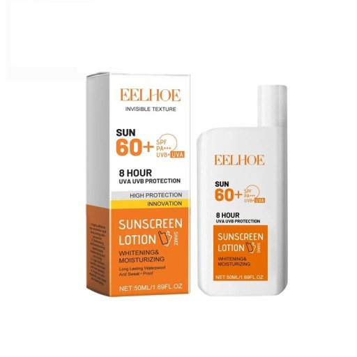 Solcreme til ansigtet SPF 60+ usynlig 50 ml Svedbestandig Hydrerende mælk UVA og UVB 8 timers beskyttelse Til udendørs aktiviteter
