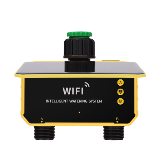Solenergidriven automatisk bevattningstimer med LCD-skärm USB C-laddning WiFi Smart Life-app 2 utgångar för trädgården