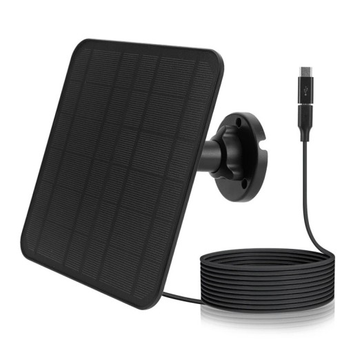 Solpanel 5V 20W 172x176x12 mm Vandtæt IP65 vægmonteret solcellesystem med 3m kabel og USB-C adapter til udendørs brug