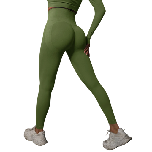 Sömlösa gymleggings med hög midja, push-up-effekt, damleggings för träning, elastiska sportbyxor