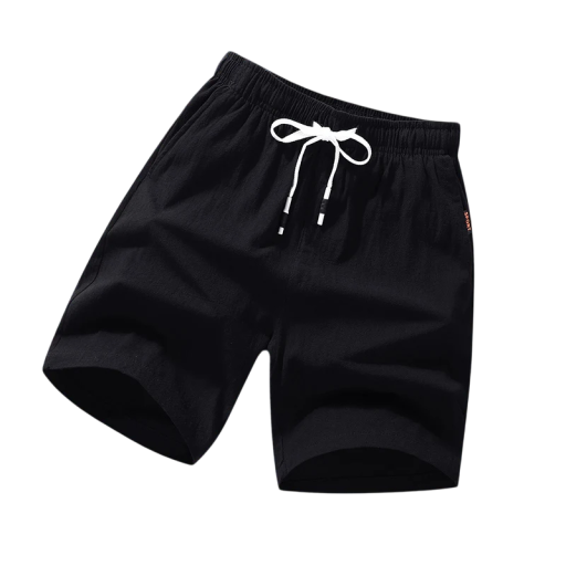 Sommar Herrshorts i Bomullslinne Enfärgade Fritidsshorts med Dragsko Avslappnade Andningsbara Shorts för Sommaren