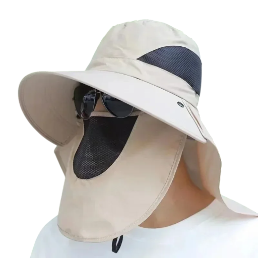 Sommerhat med bred skygge 10 cm 56-60 cm Åndbar Hals- og ansigtsvisir UV-beskyttelse Solbeskyttelse Camping Vandring Fiskeri