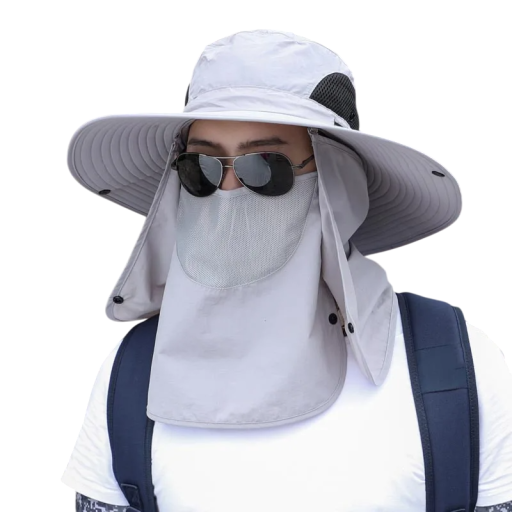 Sommerhat med bred skygge 56-60 cm Solbeskyttelse Åndbar Hals- og ansigtsvisir UV-beskyttelse Udendørsaktiviteter Camping Fiskeri