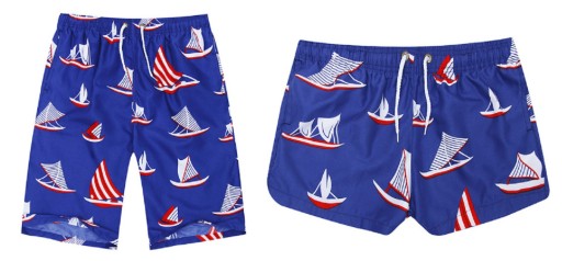 Sommershorts für Paare mit Booten