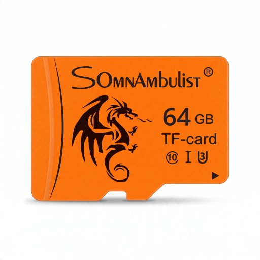 SomnAmbulist Magas Sebességű Micro SD TF Memória Kártya 64 GB Class 10 U3 UHS-I 1,5 x 1,1 cm Epoxi Gyanta Narancssárga Mobiltelefonhoz