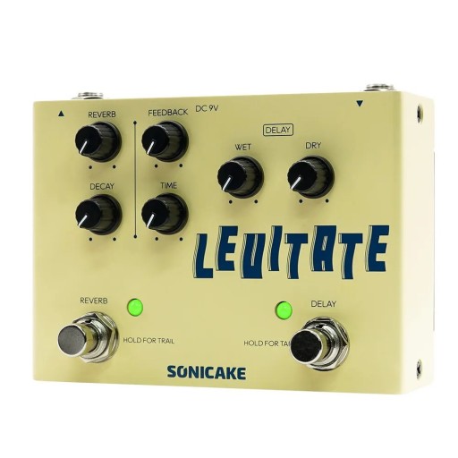 Sonicake LEVITATE kovový kytarový pedál s duálními efekty Digital Delay a Reverb Dvojitý footswitch Stompbox efektový procesor