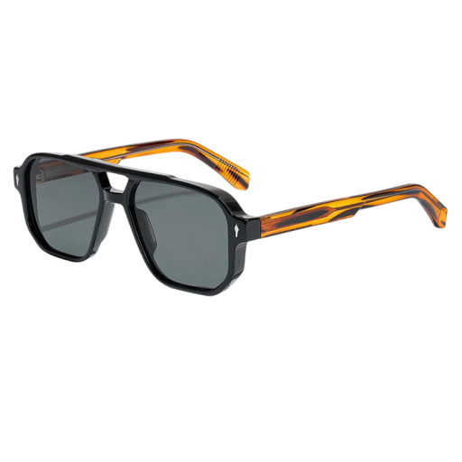 Sonnenbrille Caterside Doppelsteg UV400 Schutz Breite 146 mm und Brille 55 mm Kunststofflinsen Schwarzer Rahmen und Schildpattbügel