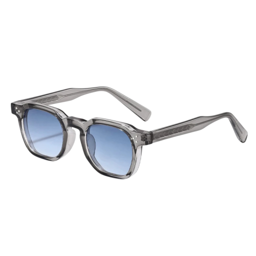 Sonnenbrille Caterside quadratisches Design Unisex UV400 Schutz Breite 144 mm und Brille 47 mm Kunststoff grauer Rahmen und blaue Brille Für unterwegs