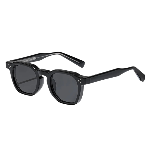 Sonnenbrille Caterside rechteckiges Design Unisex UV400 Schutz Breite 144 mm und Brille 47 mm Kunststoff schwarzer Rahmen und dunkle Brille Für unterwegs