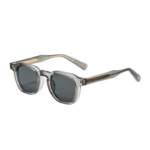 Sonnenbrille quadratisches Design unisex UV400 Schutz Breite 144 mm und Brille 47 mm Kunststoff grauer Rahmen und dunkle Brille Für Reisen in die Stadt
