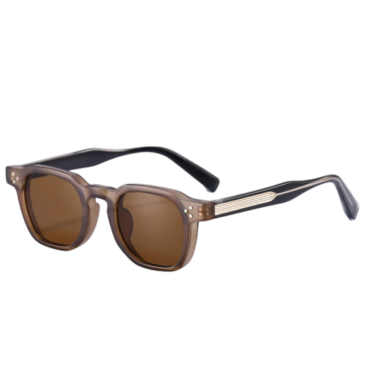 Sonnenbrille rechteckiges Design unisex UV400 Schutz Breite 144 mm und Brille 47 mm Kunststoff brauner Rahmen und braune Brille Für Ausflüge in die Stadt