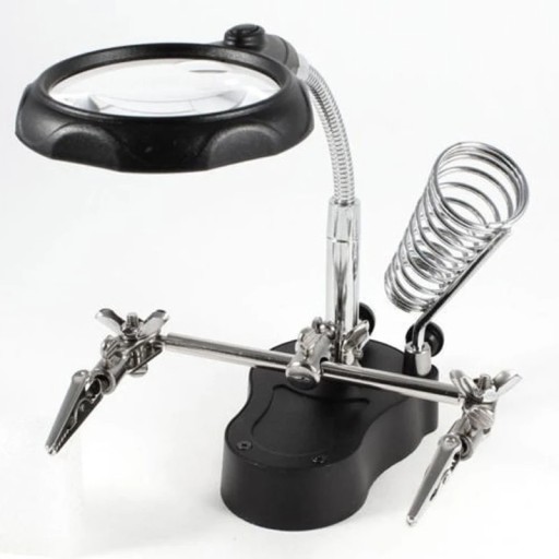 Soporte de tercera mano con lupa para soldar Pinzas de cocodrilo para sujetar piezas Soporte para soldador Lupa con brazo flexible