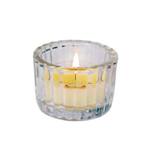 Soporte de vidrio 2 piezas para vela de té mini candelabro 5,5 × 4 cm soporte de vidrio transparente para velas de té decoración de mesa