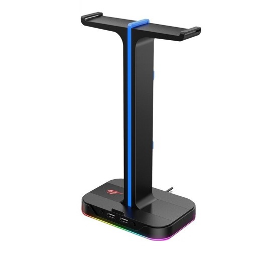 Soporte para auriculares retroiluminado con puertos USB