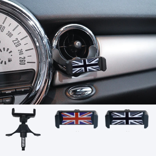 Soporte para teléfono en el coche 9 x 5,8 cm con motivo de la bandera británica para salidas de ventilación redondas Sujeción firme Inserción rápida del teléfono