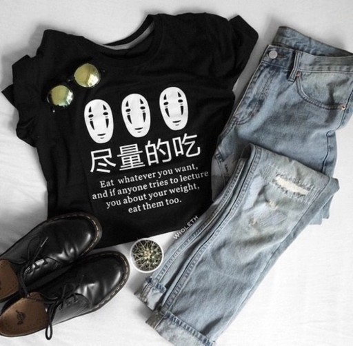 Sort dame-T-shirt med print B239