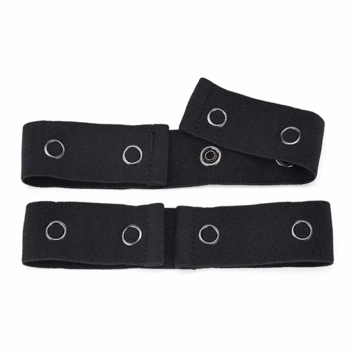 Sort elastisk justerbar spænde til bukser 10-50 cm Fleksibelt alternativ til bånd Behagelig at have på Bredde 2,5 cm Begrænser ikke bevægelse Tøj