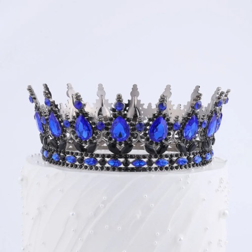 Sort kagekrone 12,5 x 5,3 cm Farvede sten Elegant kagedekoration Fødselsdagsfest Prinsessemotiv