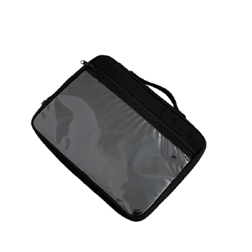 Sort MacBook- og iPad-etui med gennemsigtig sidelomme 12,9 - 13,3 tommer, 33 x 24 cm