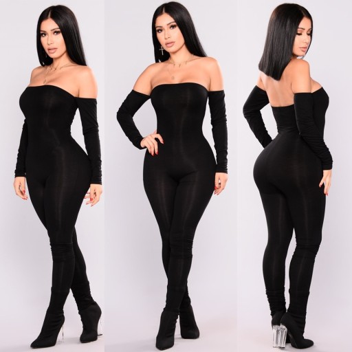 Sort off-shoulder jumpsuit til kvinder
