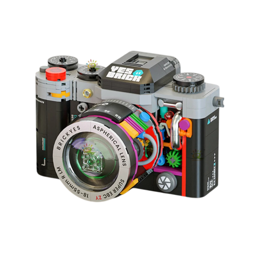 Sort retro digitalkamera byggesæt 11,5 x 8 x 7 cm 556 dele Teknisk byggesæt til børn fra 8 år Kreativ kameramodel til fremvisning