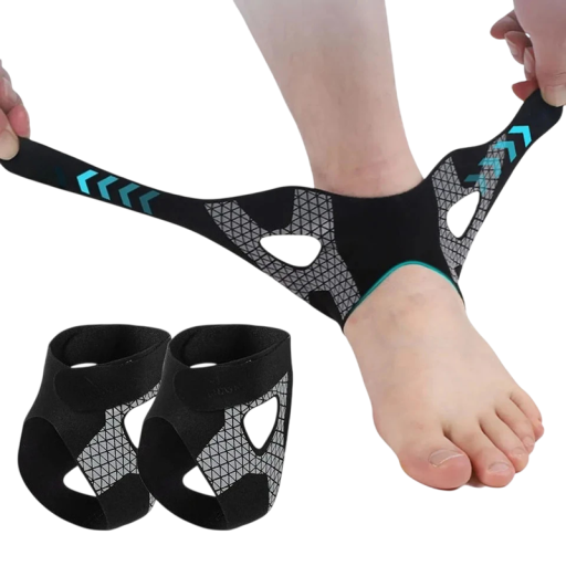 Sort ultratynd ankelortose str. S til størrelse 30–34, stabiliserende remme med hollow ankle design mod forstuvning