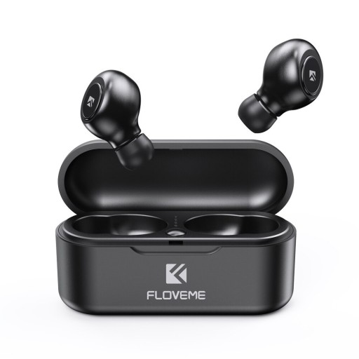 Sorte trådløse in-ear høretelefoner med mikrofon til musik og opkald Bluetooth 5.0 Batterilevetid 4 timer Opladningsboks med Micro USB-stik