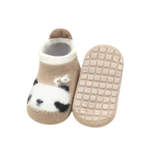 Sosete pentru copii unisex Sosete antiderapante bej cu motiv de panda Bumbac poliester elastan Sosete moi si confortabile pentru copii